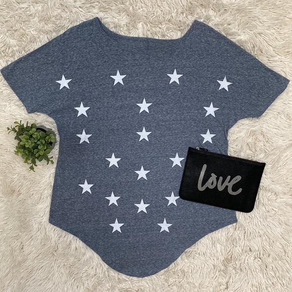 🎉HP🎉 Boutique Star Hi Lo Tie Top 💗 Heathered Blue & White - Picture 3 of 14